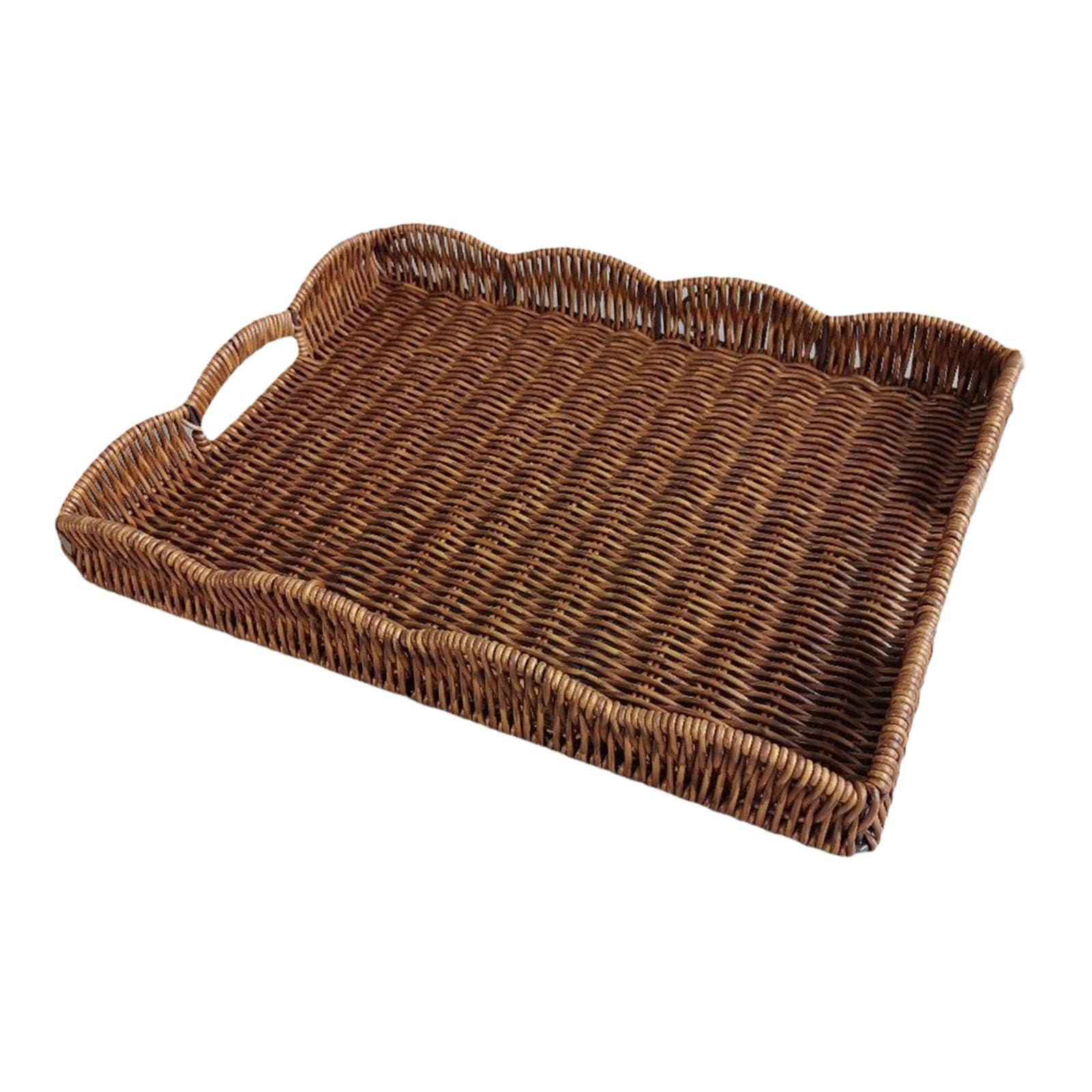 Hlhlh One Color Woven Kitchen Storage Basket Bread Living Room Snack Display For Party Hotel Desktop