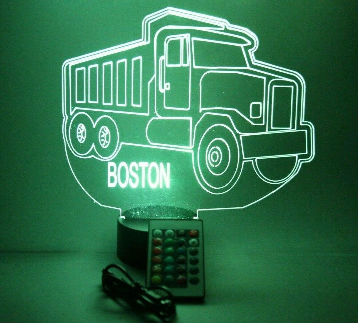 MIRROR MANIA Dump Truck Shape Design Engraved Captivating Handmade Acrylic Personalized Paving Dump Truck Light Up Lamp LED, Light Up Light Lamp LED with Remote - It's Wow, Comes with Remote