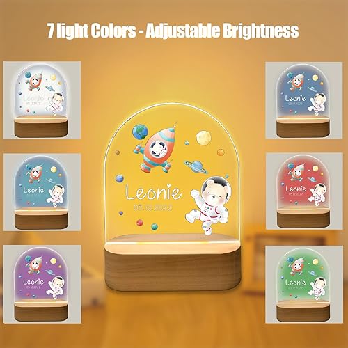 Miniatura 6 de Fallover Luces nocturnas personalizadas con nombre y fecha, regalos únicos de bautizo para bebés niñasbebés, luz nocturna para niños, luz nocturna