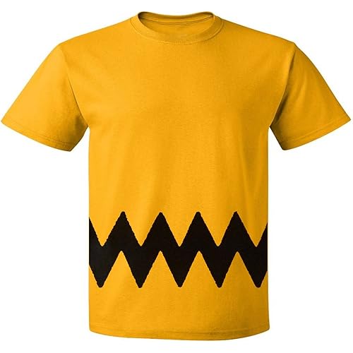 Custom Kingdom Mens Peanuts Charlie Brown T-Shirt (Medium),Yellow
