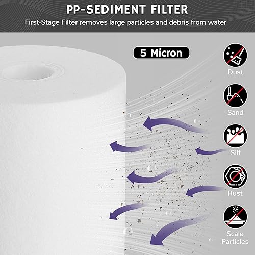 Miniatura 2 de Airthereal Filtro de agua de sedimentos PP para toda la casa de 10 x 4.5 pulgadas, cartucho de repuesto de filtro de agua de 10 pulgadas para agua