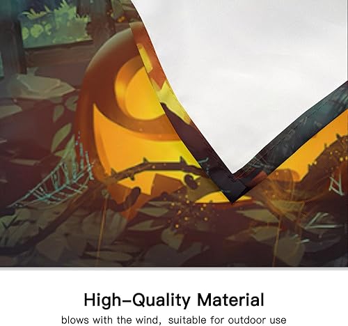 Miniatura 6 de Bandera nocturna de terror, telón de fondo de fiesta de pesadilla, espeluznante y calabazas, decoración para colgar en la pared para sala de estar,