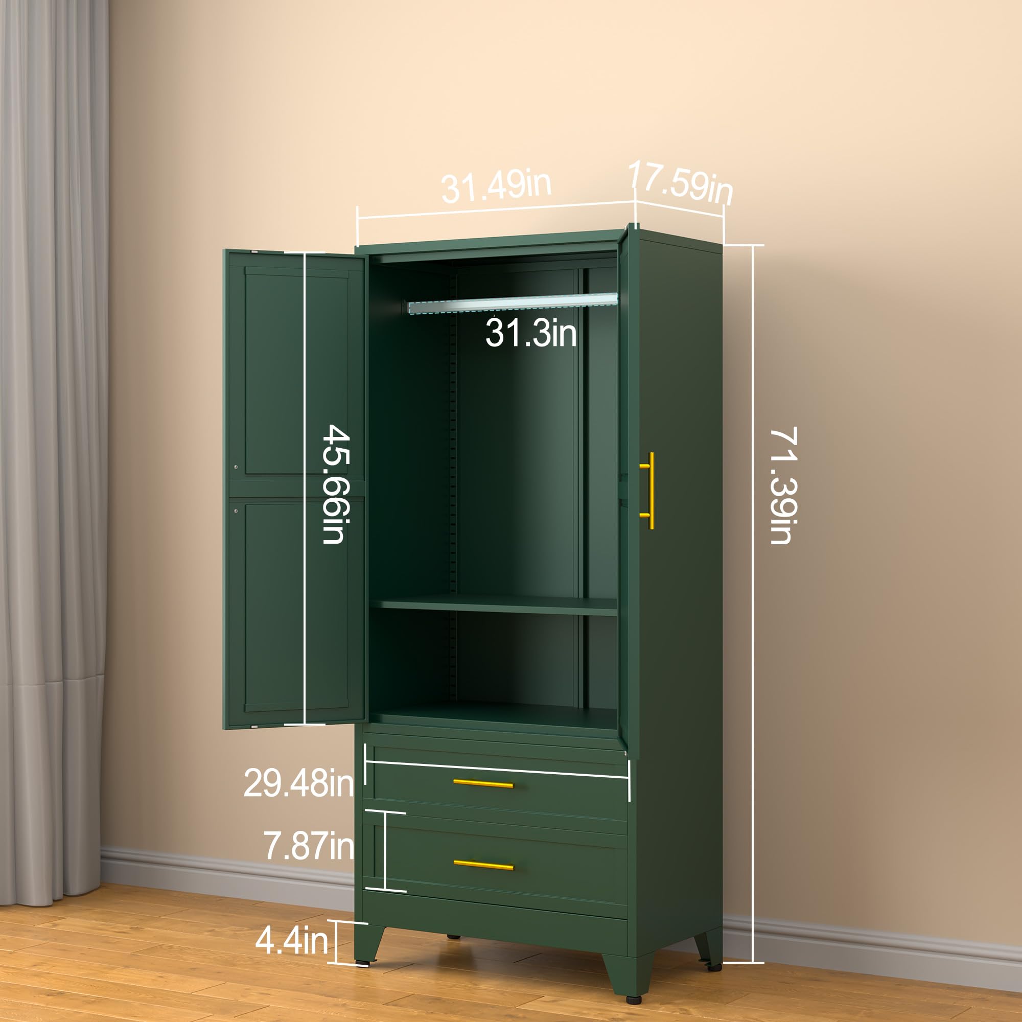 Amazon.com: erosoei Metal Armoire Wardrobe Closet, 71 