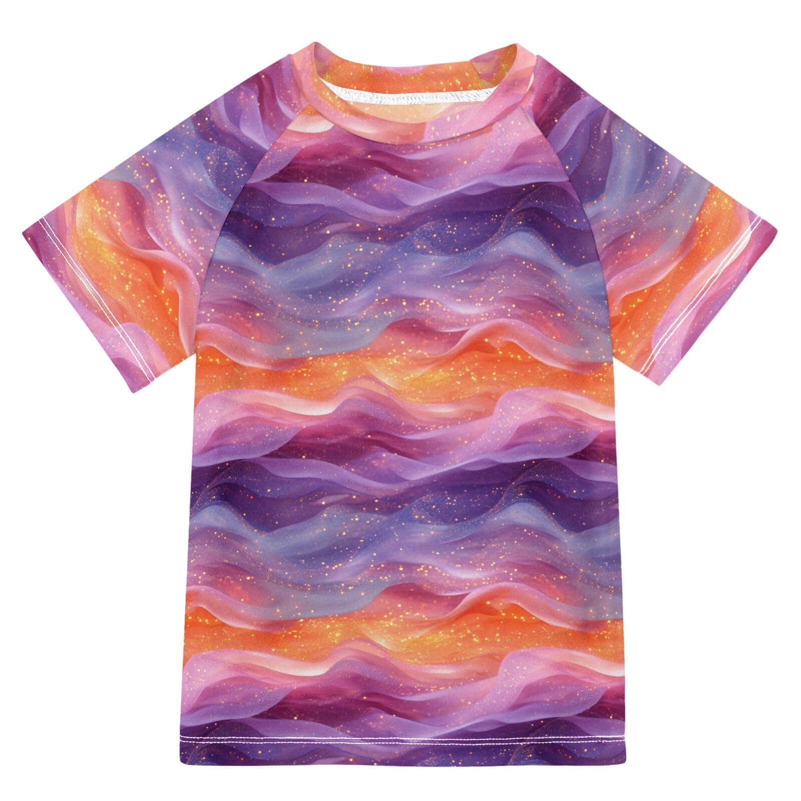 Kids Bathing Suits Boys Short Sleeve Girl Rash Guard 7T Red Blue Purple