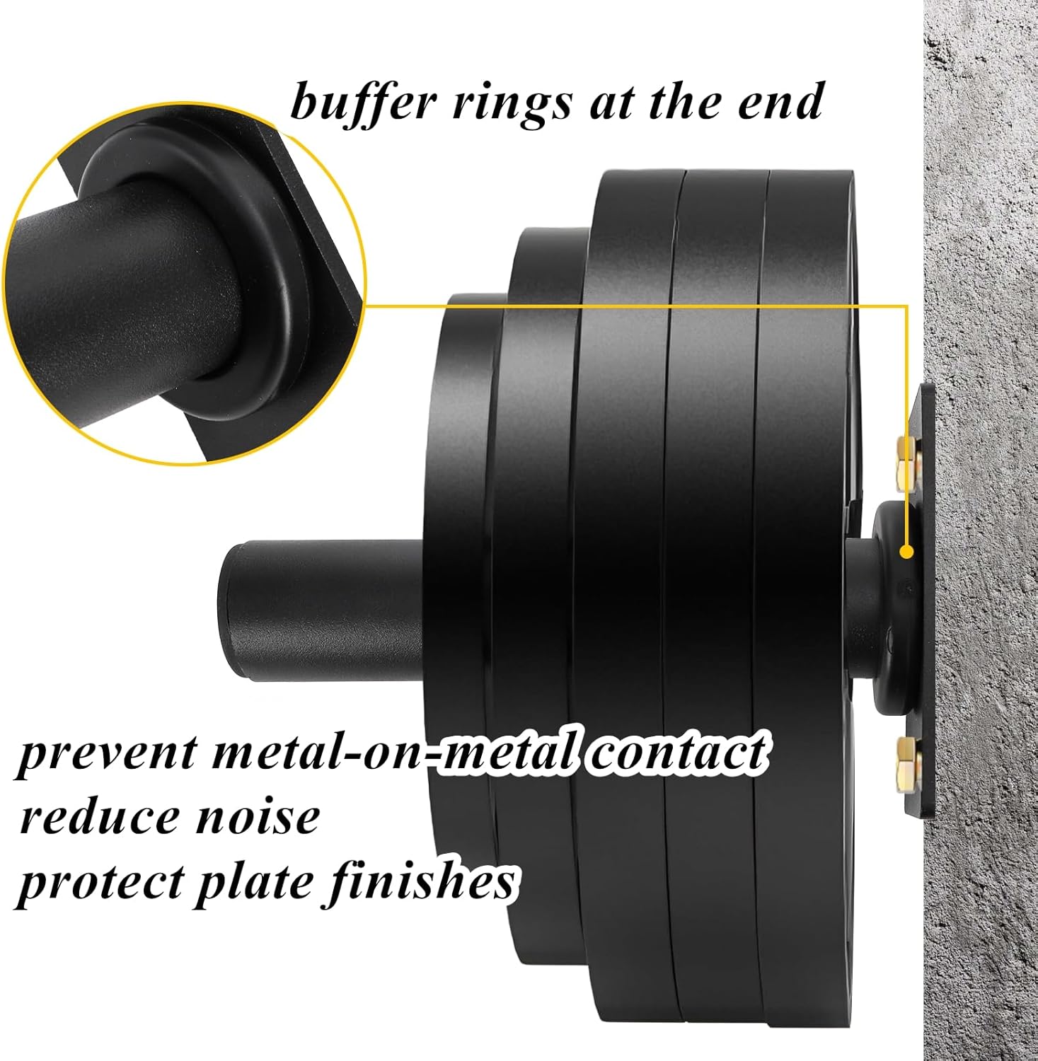 Tebery 4 Pack Wall Mount Weight Plate Holder, 220 LB Capacity Weight Plates Rack for Home Gym, Heavy Duty Barbell Plates Storage Hanger, Space Saving Plate Organizer for Garage