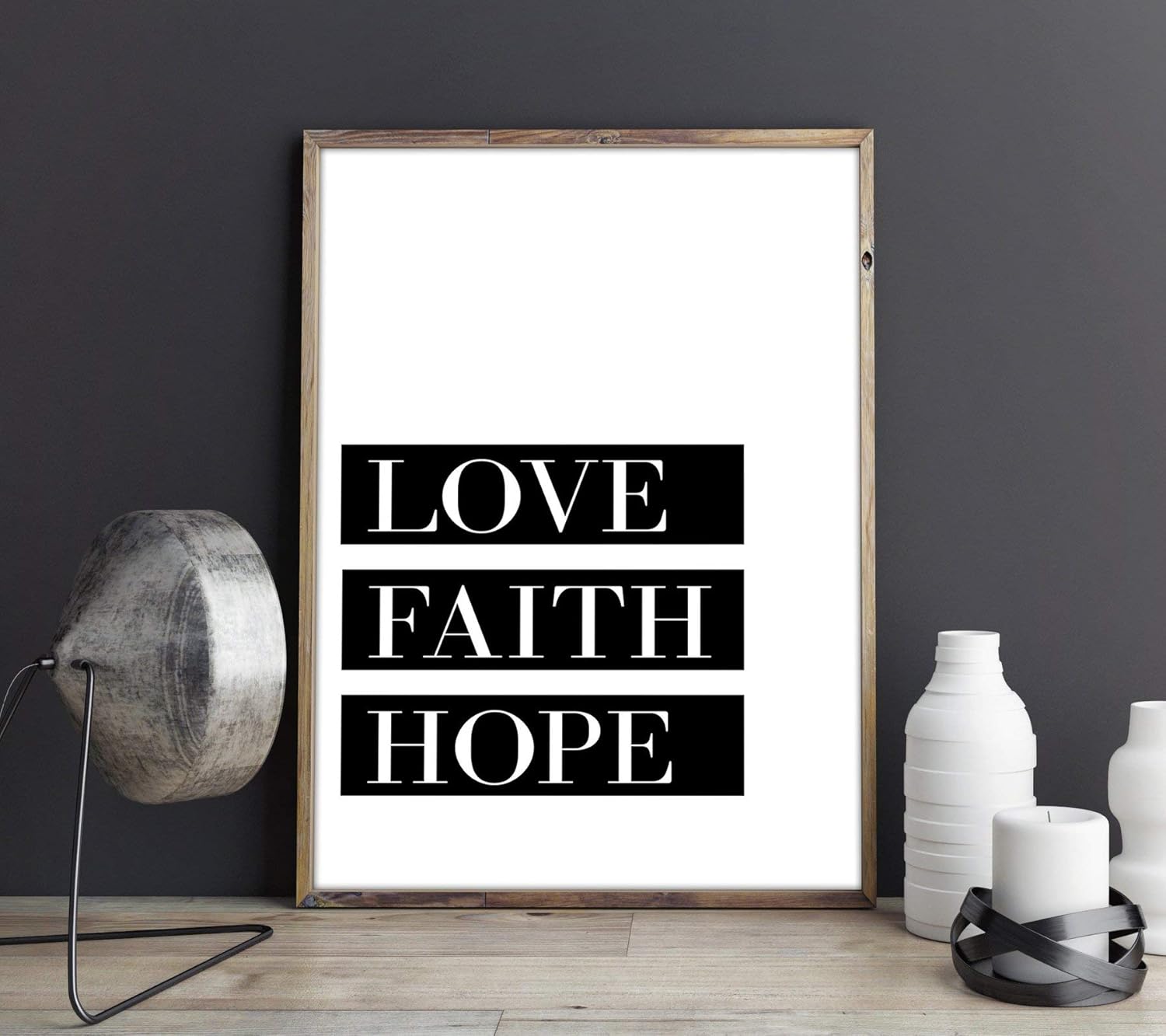 Amazon｜Harvey ウォールアート Love Faith Hopeポスター インスピレーションアート 印刷可能な引用句 アートプリント