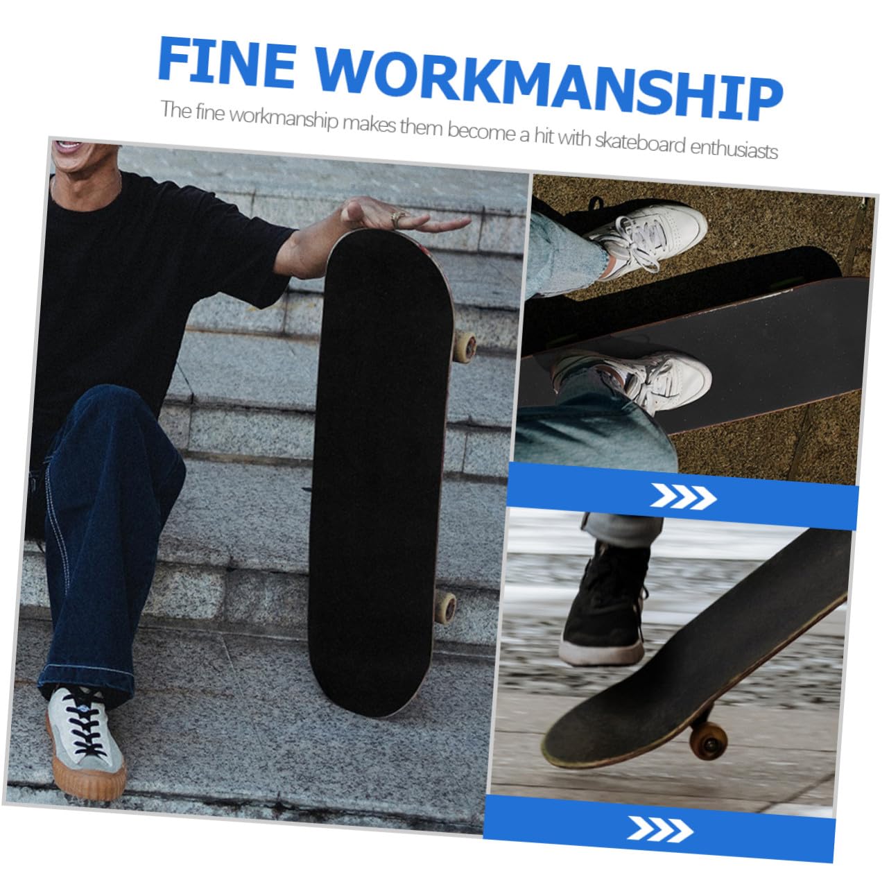 Milisten 5 pièces Bandes Antidérapantes Skateboard Ruban Adhésif Noir Antidérapant Résistant Compatible Planche Skate et Longboard Facile à Poser
