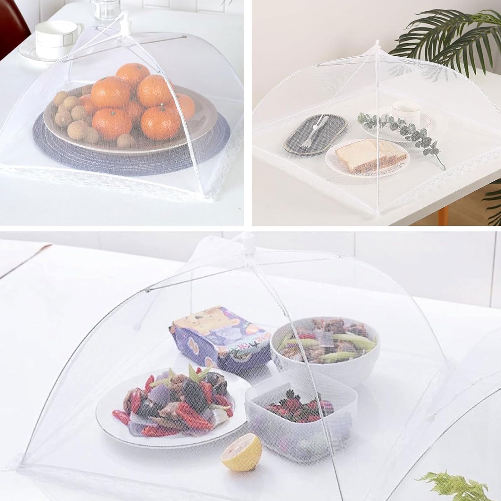 Cubierta de Malla para Alimentos,2 PCS Plegable Protector Transpirable contra Moscas para Mesa Fruta Picnic Mosquitera Comida Cubierta Protectora Reutilizable para Barbacoa Cocina