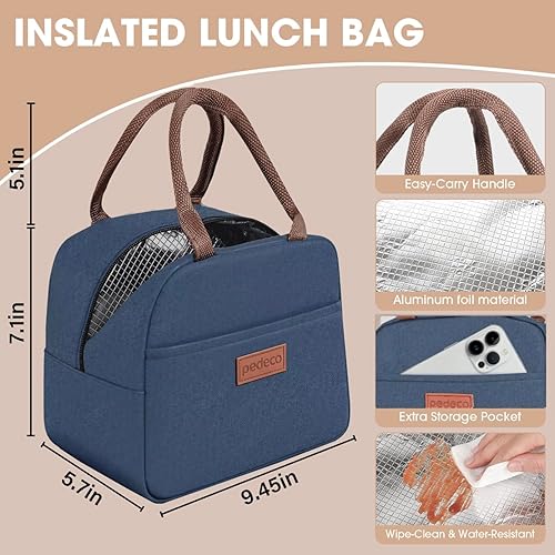 Miniatura 5 de Juego de recipientes de almuerzo Bento para adultos y niños con bolsa aislada, 3 compartimentos a prueba de fugas y contenedor apilable de 2 niveles