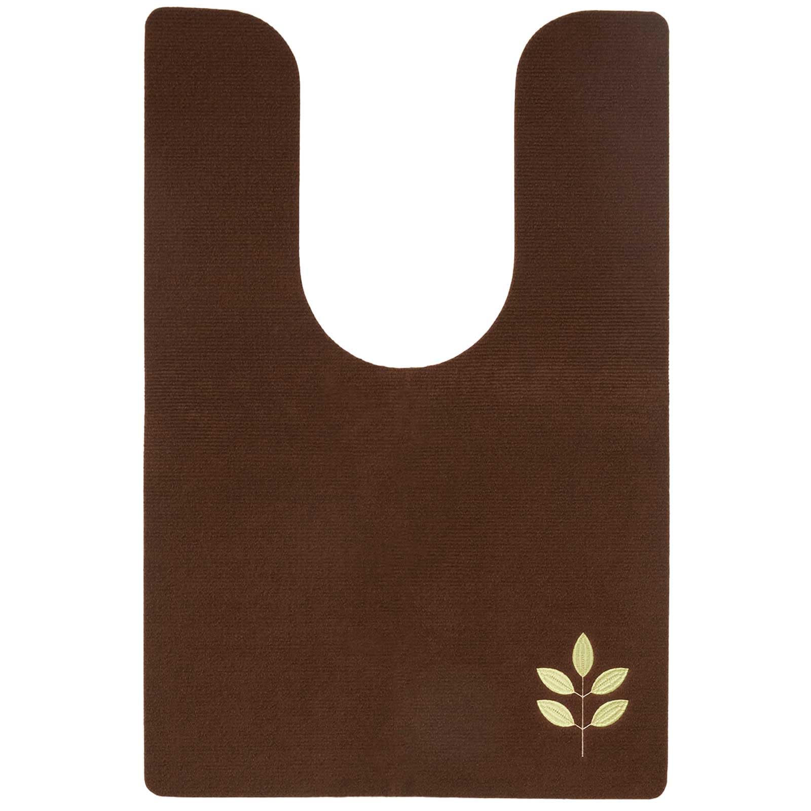 トップラボ(Top Labo)吸着トイレマット耳長タイプ リーフ ブラウン 90×60㎝ 洗える 拭ける 汚れ防止 大判 ロング おしゃれ 北欧 可愛い 洗濯 すべりにくい 床 ファブリック 便座 便器 タンク ギフト プレゼント 92099100