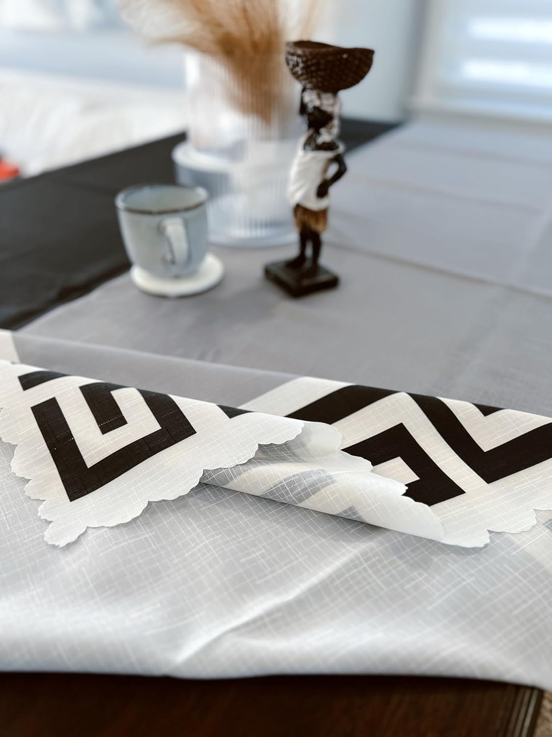 Ancient Greek Key Tablecloth - 63x87 Inch Rectangle, Indoor & Outdoor Dining, Hellenistic Table Overlay, Mediterranean Decor, Picnic & Buffet Parties