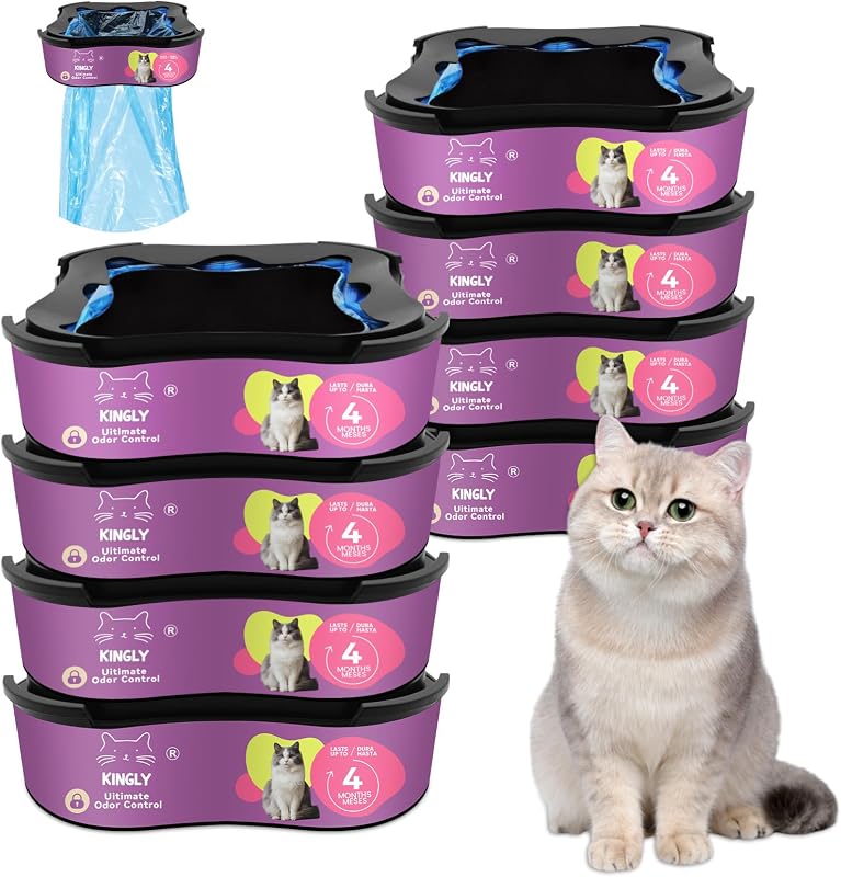 Premium Cat Litter Refill Bags |Jumbo 28FT 8-Pack | Lasts Up to 32 Months | 8 Cartridges for Superior Odor Control