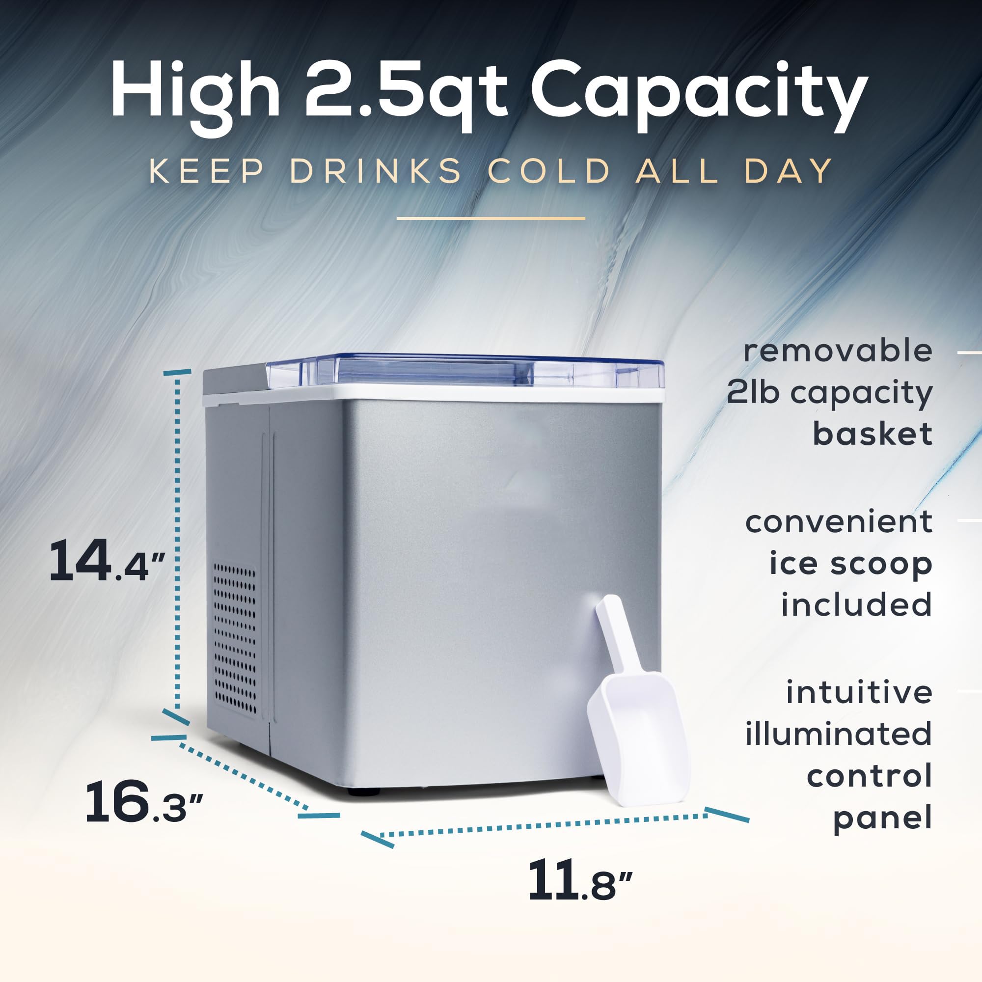 Freezimer Ice Makers Countertop, Portable Ice Maker Machine Countertop, 9 Ice Cubes Ready In 8 Mins, Self-Cleaning Ice Machine With Ice Scoop And Basket For Home Office Bar Party on Fridge.com - View 6