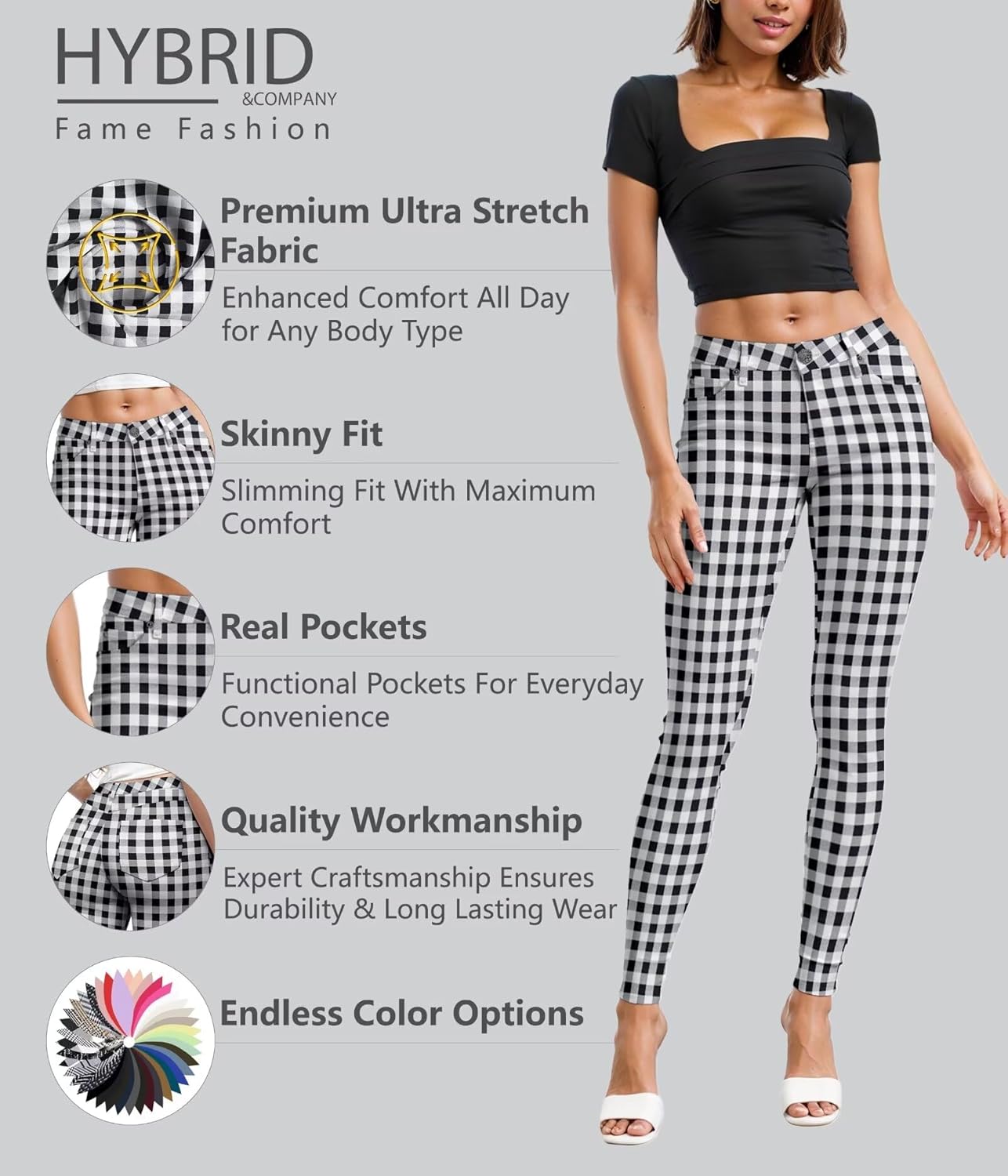 Hybrid & Company Womens Hyper Ultra Stretch Comfy Skinny Leg Work Casual Pants - Image 4