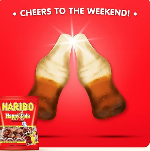 Miniatura 10 de Haribo - Gomitas de botellas de refresco Happy-Cola, bolsas de 5 onzas de tamaño para compartir (paquete de 12), deliciosos aperitivos dulces,