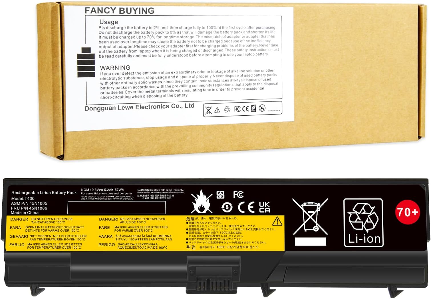 Fancy Buying 70+ 57Wh Laptop Battery for Lenovo IBM Thinkpad T430 T430i T530 T530i W530 W530i L430 L530 SL430 SL530 45N1007 45N1006 (0a36303 70+)
