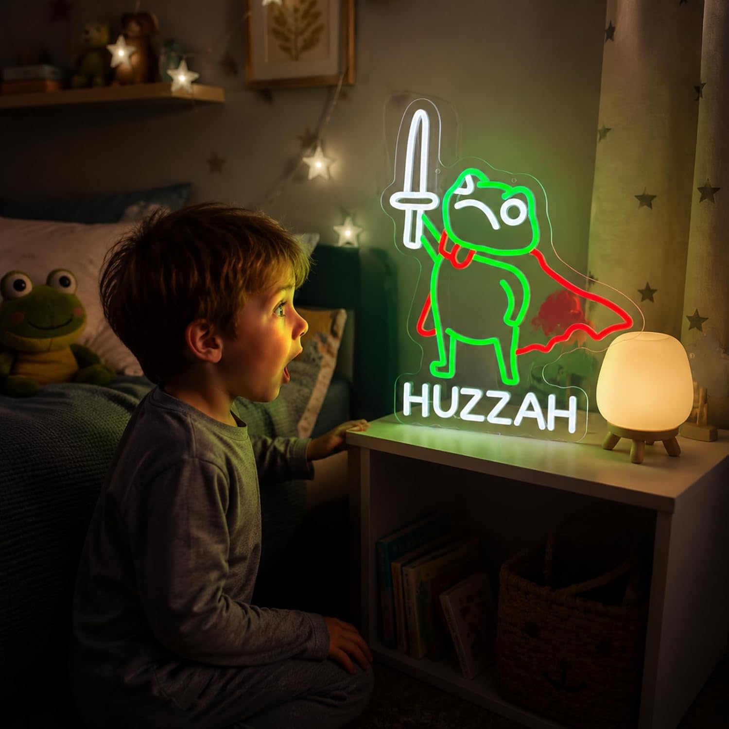 HuzzahFrog Neon Light, Cute Frog LED Lamp Wall Decoration, USB Powered, Ideal for Home Parties, Rooms, Man Caves & Kids Birthday Gifts image 3