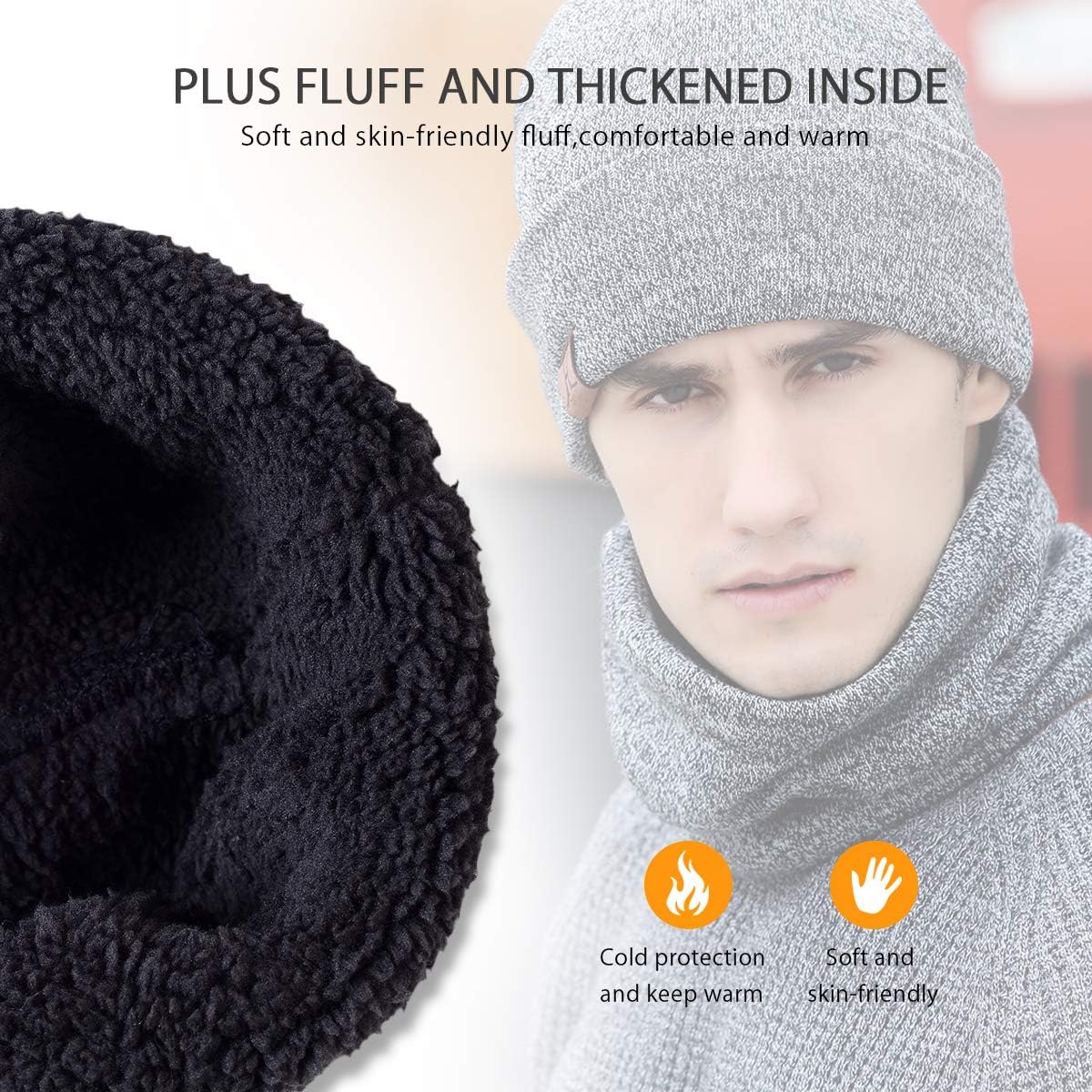 LumiSyne Winter Knitted Beanie Hat Scarf Infinity Touch Screen Gloves Set Men Women Skull Cap Neck Warmer Outdoor Sport