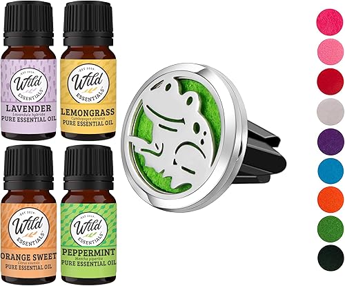 Miniatura 10 de Wild Essentials - Difusor de ventilación de coche de aceite esencial con corazón de la madre, colgante de medallón de acero inoxidable con 12 negro