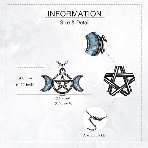 Miniatura 4 de URONE Hecate - Collar de plata 925 con colgante Wicca de Hécate con dije de diosa triple luna, joyería Wiccana, regalos para mujer