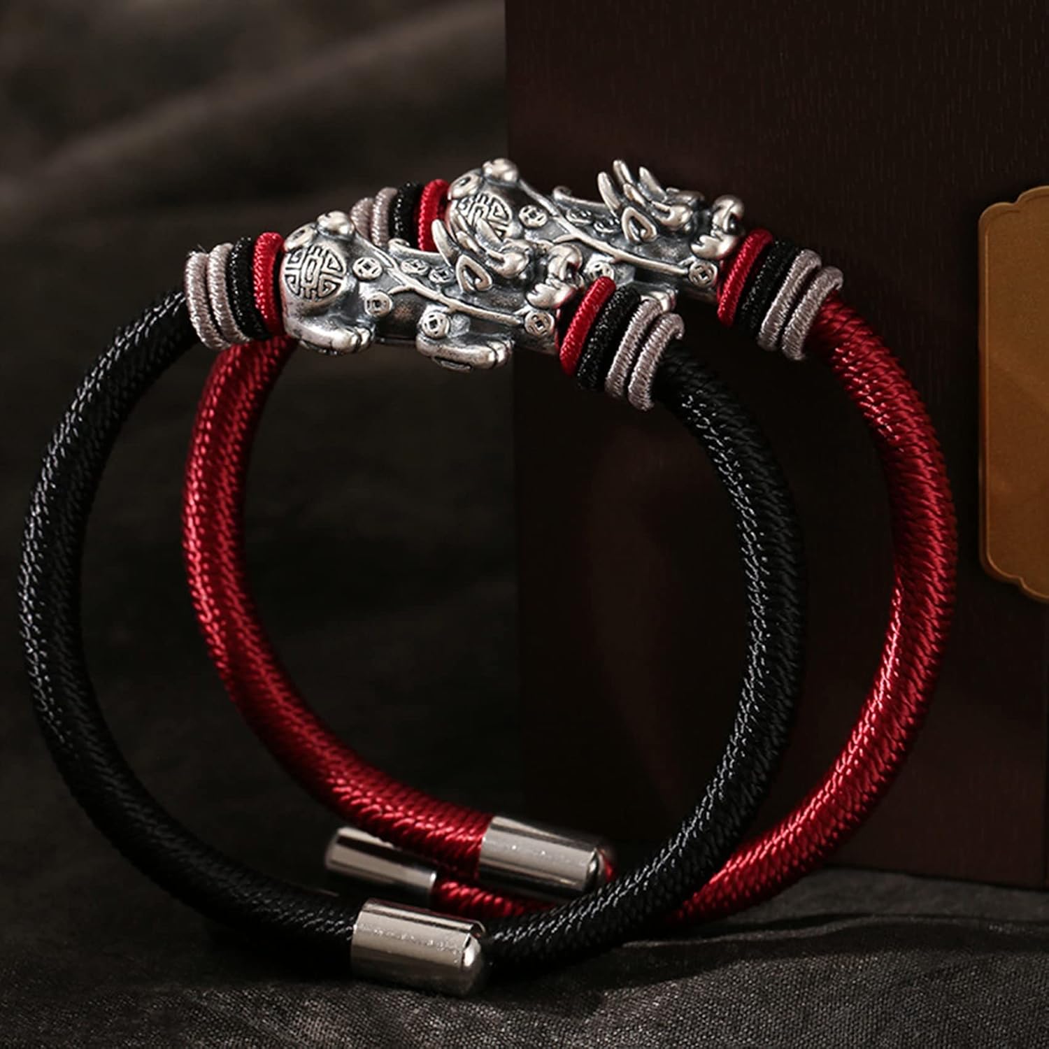 Bracelet Feng Shui Bracelet Pixiu/Pi Yao Sterling Silver Red String Bracelet Good Luck for Men Women Couple Amulet Bracelet Evil Talisman Prosperity Money Metaphysical Jewelry (Color : Red String)