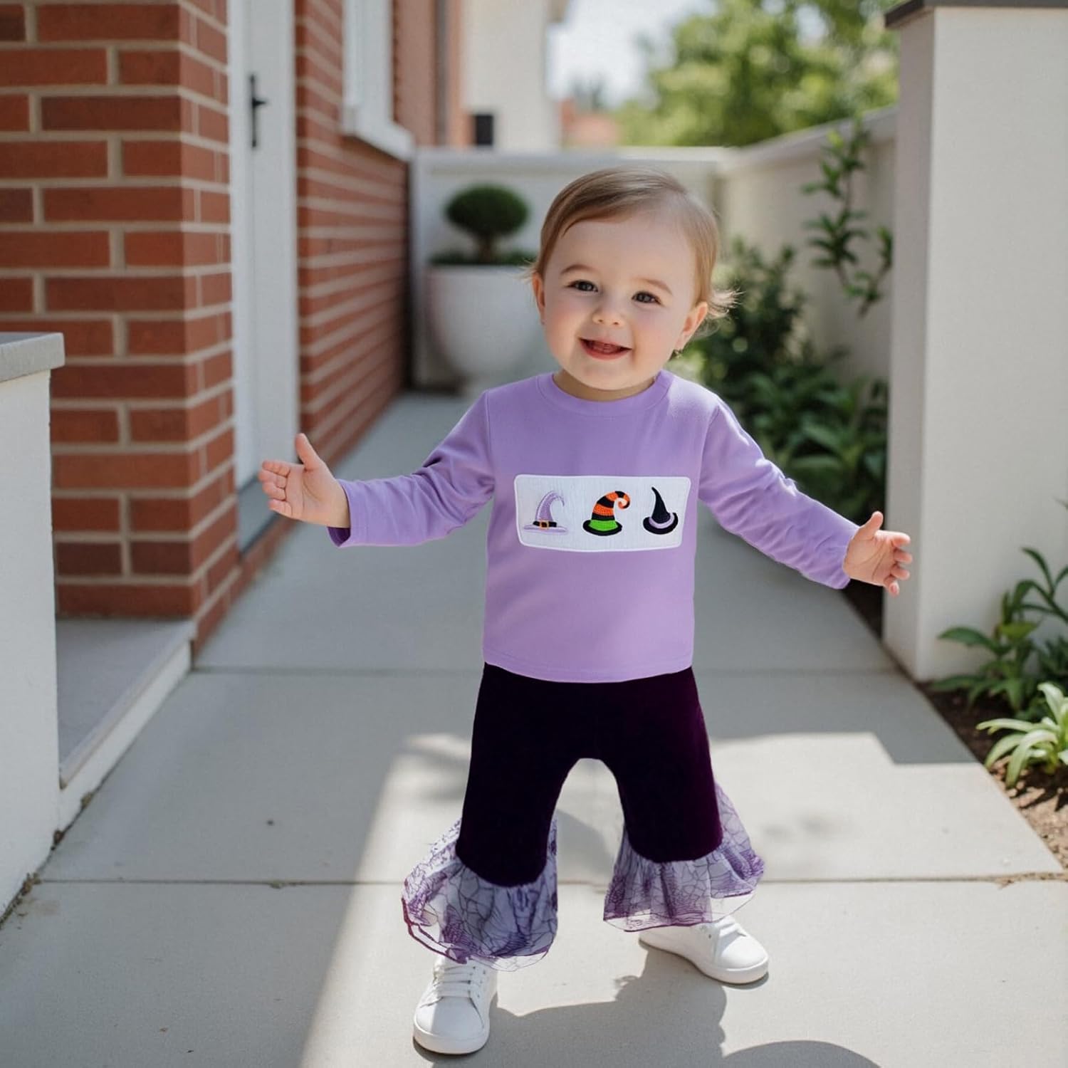 Baby Girl Halloween Pumpkin Outfit - 2-Piece Ruffle Top & Pant Set For Toddlers (0-3 Years) - Fall & Halloween Clothing