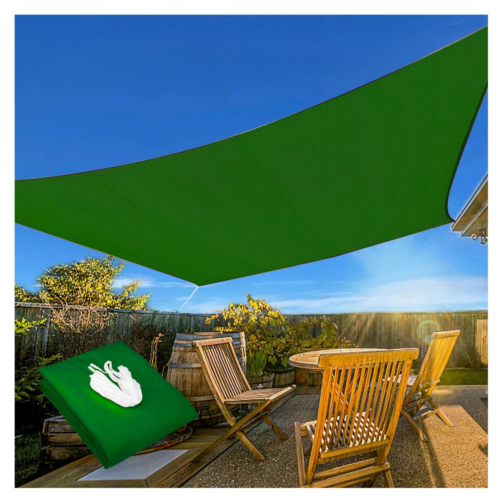 Voile d'ombrage vert 4x5m imperméable pour protection solaire de terrasse