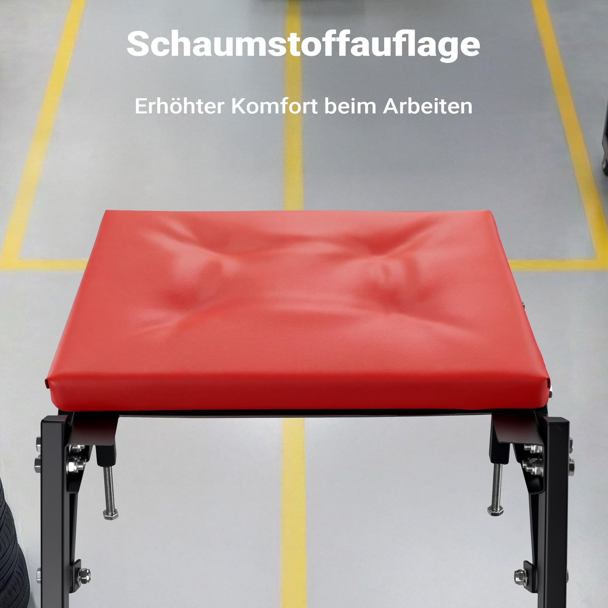 Wiltec Montagerollbrett Automotive Topside Creeper 150 kg höhenverstellbare Montagehilfe mit Leiter