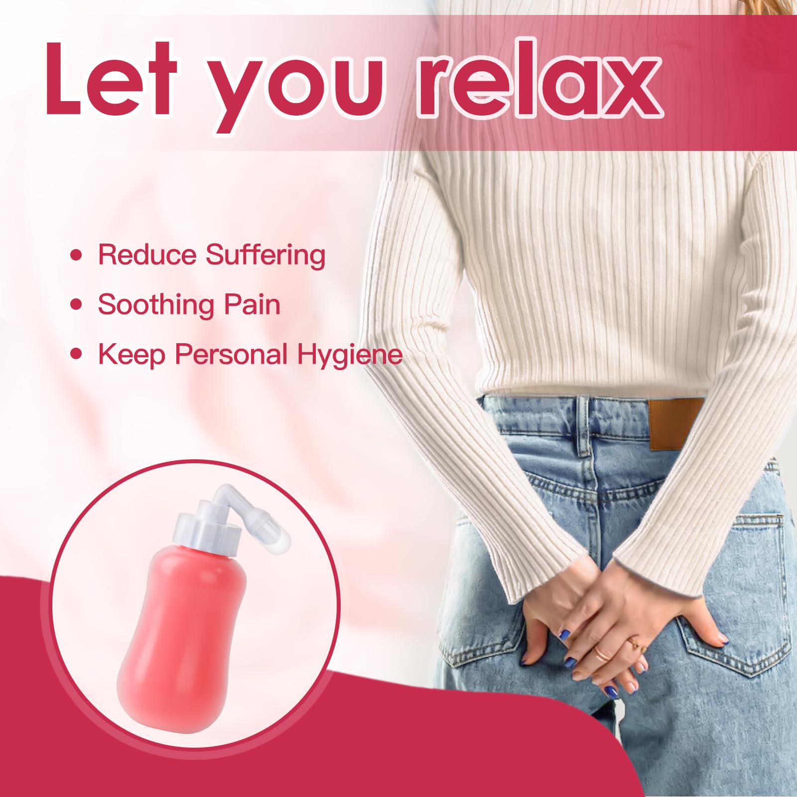Peri Bottle, Peri Bottle for Postpartum Care, for Women and Men with Hemorrhoids, for Cleansing After Birth, Portable Travel Bidet Sprayer-Pink