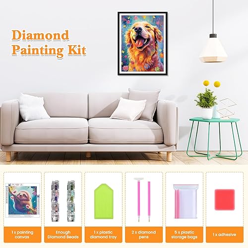 Miniatura 5 de RICUVED Kits de arte de diamantes para adultos, kits de arte de diamantes para perros, arte de diamantes 5D, arte de diamantes de animal 5D, arte y
