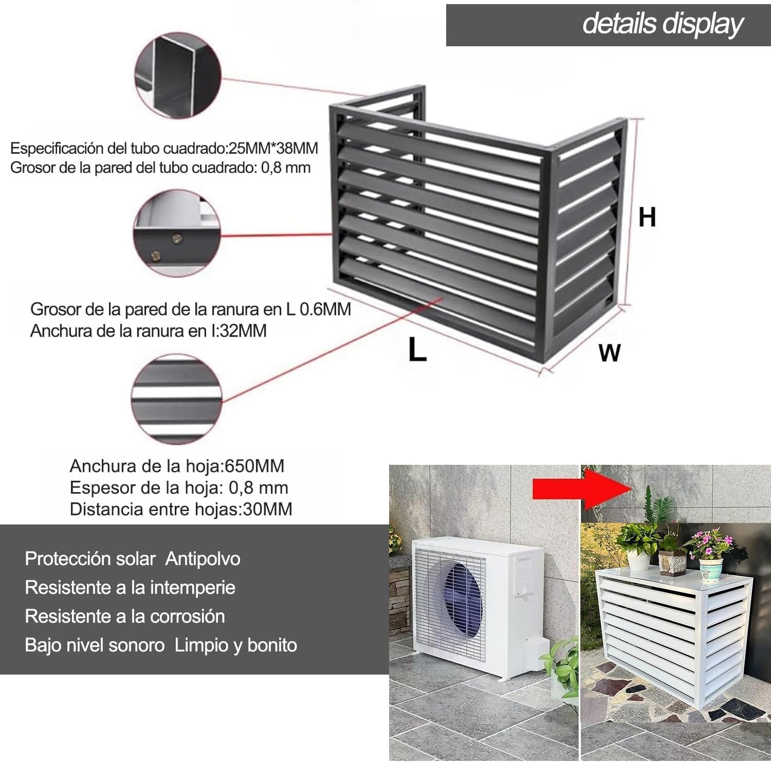 100*70*50(1.5P) cubierta aire acondicionado exterior Rejilla Para Aire Acondicionado Aluminio Puesto De Flores Impermeable ​Persianas Estante Para Plantas de alta capacidad de carga