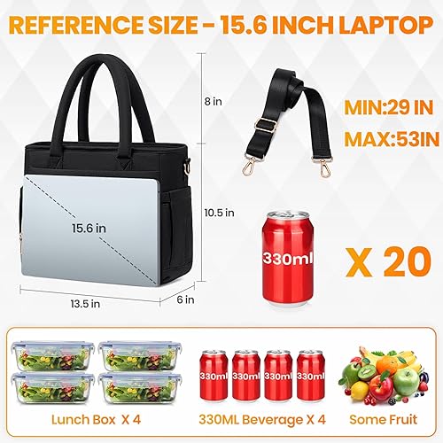 Miniatura 2 de Artelaris Lonchera térmica para mujer, lonchera aislada para adultos, a prueba de fugas, enfriador de almuerzo grande reutilizable para el trabajo,
