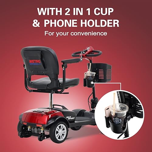 Miniatura 46 de Metro Mobility Patinetes de movilidad de 4 ruedas para personas mayores, scooter plegable de movilidad de 300 libras de capacidad para adultos