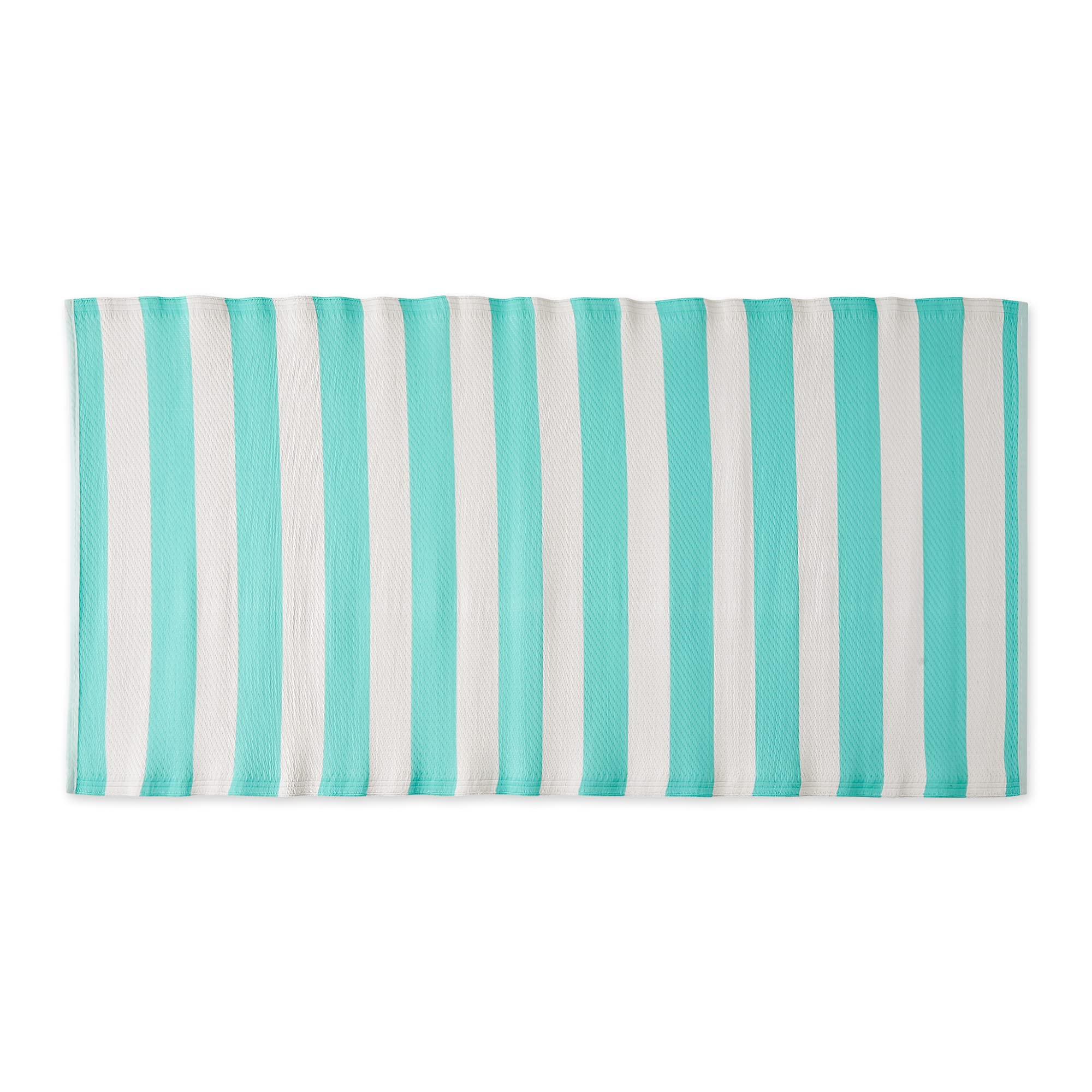 dii outdoor rug collection reversible woven polypropylene plastic straw mat, 3x6-feet, aqua & white