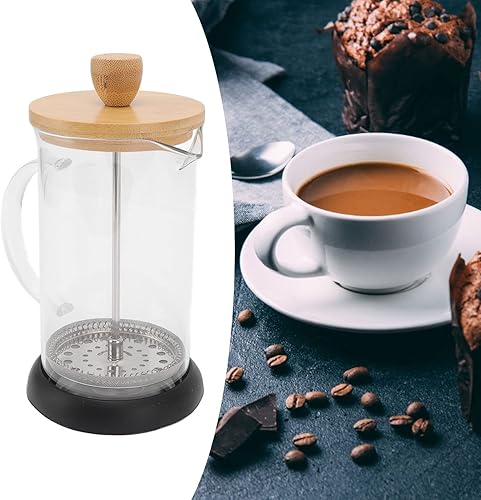 Miniatura 4 de flexman Cafetera de prensa francesa, vidrio de borosilicato de alta temperatura, acero inoxidable, prensa francesa para el hogar, oficina, al aire