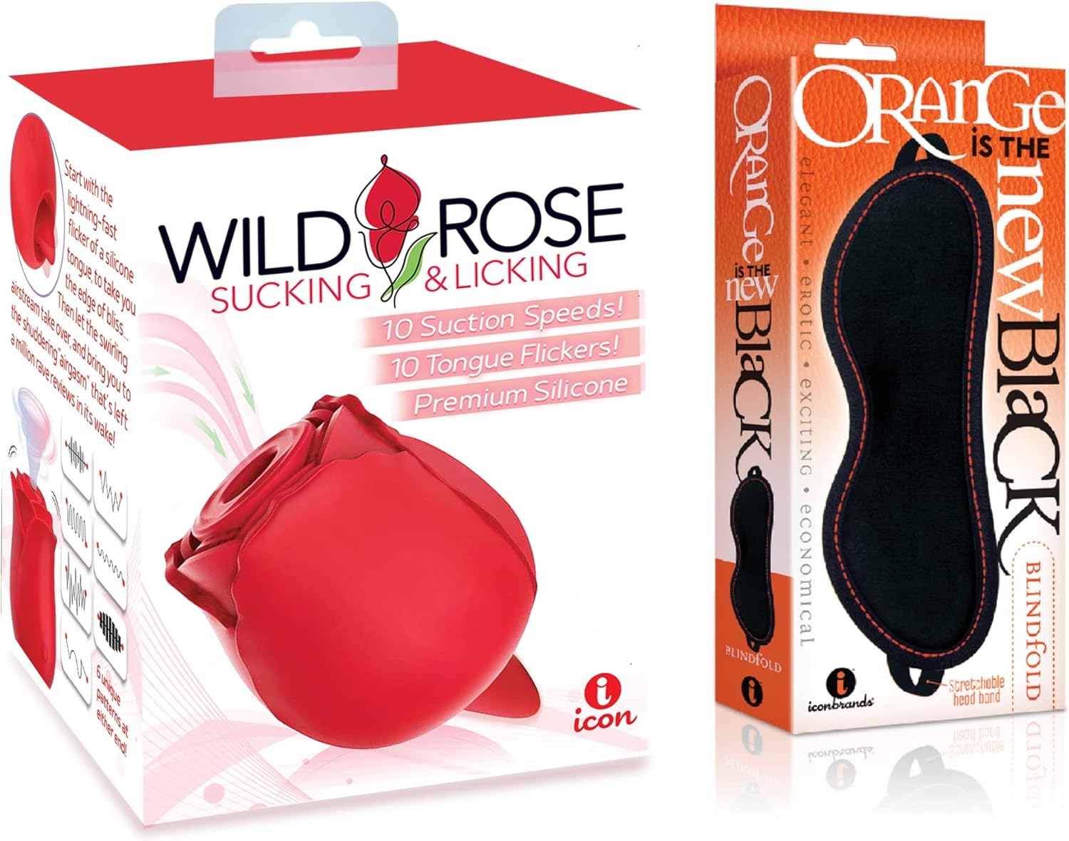 Sexy Gift Set of Wild Rose and Tongue and Icon Brands Orange is The New Black, Blindfold