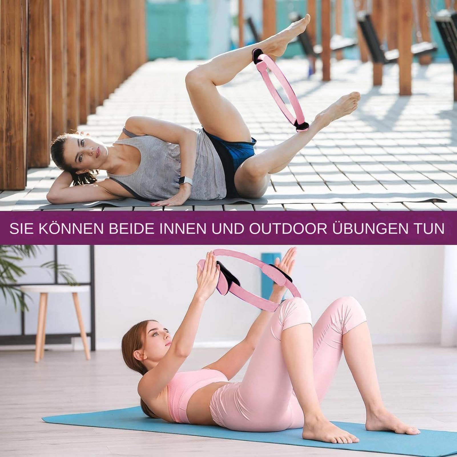 Pilates Set Für Zuhause Frauen, Pilates-Ring, Widerstandsbändern, Pilates-Ball, Yoga-Socken, Für Beine Arme Und Abdomen, Kraft, Flexibilität, Stabilität, Körperstraffung, Gewichtsverlust
