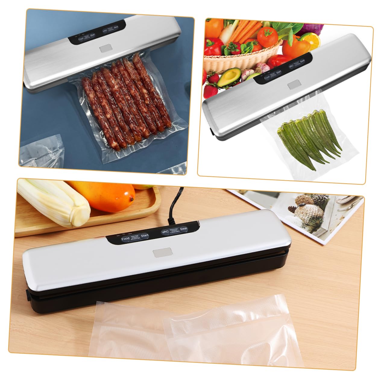 Machine de Mise sous Vide Alimentaire Automatique Maison Largeur D’ouverture 31cm Scellage Rapide Corps Abs Argenté