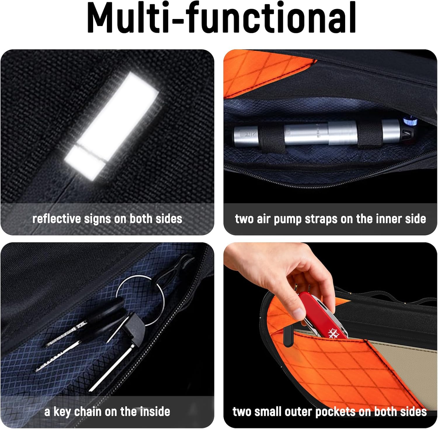 ENLEE Bike Frame Bag, 2.5L Large Bicycle Frame Bag, Waterproof & Lightweight Triangle Bike Bag Perfect Storage Tool/Phone For Mountain Road Gravel Bike, Easy Installation With Straps, Orange image 3