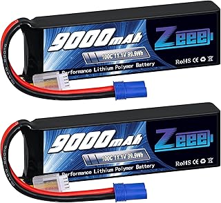 Zeee 3S 9000mAh Lipo Battery 11.1V 100C EC5 Connector with Metal Plates Soft Case RC Battery for RC Car Truck Tank Racing Hobby Models (2 Pack)
