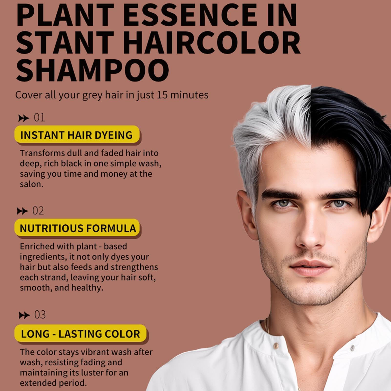 Shampoo Colorante Formula Idratante, Copertura Anti-Grigio, Profumato, | Colorante Naturale Per Capelli Grigi per Uomo, Salone, Casa, Cura Giornaliera dei Capelli