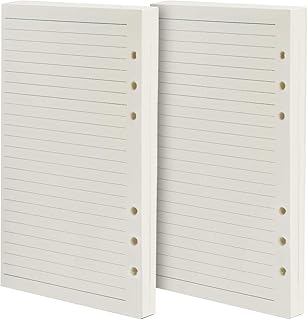 Fandamei 2 Packs Refills Ruled Lined Paper for A5 6 Hole Diary - 8.3 x 5.6 Inch Loose-leaf Refillable Planner Inserts Note Paper, A5 Lined Paper Refill for Class Meeting Records(8 mm Ruled)