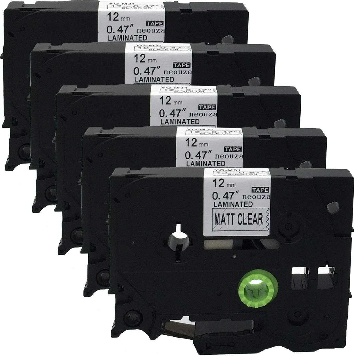 Amazon Com Neouza 5pk Compatible With Brother Tze Tz Laminated P Touch Label Maker Tape For Pt D210 H110 H105 D600 1230pc 1280 0 47 Tze M31 Tzem31 12mm Black On Matte Clear Office Products