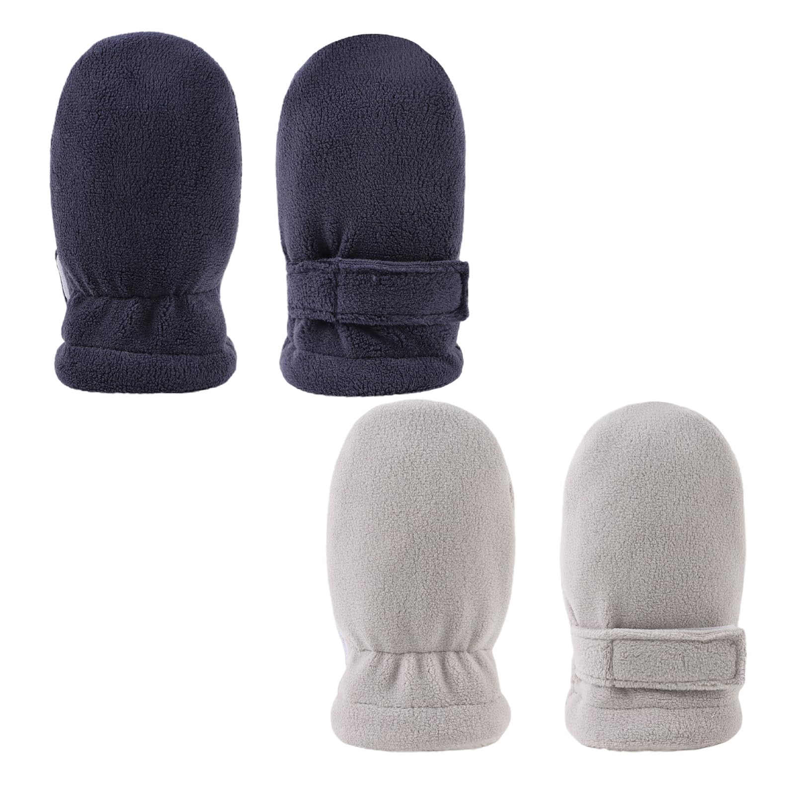 MniJiza Newborn Baby Mittens Toddler Winter Warm Fleece Lined Gloves No Scratch Adjustable Mitten for Infant Boys Girls