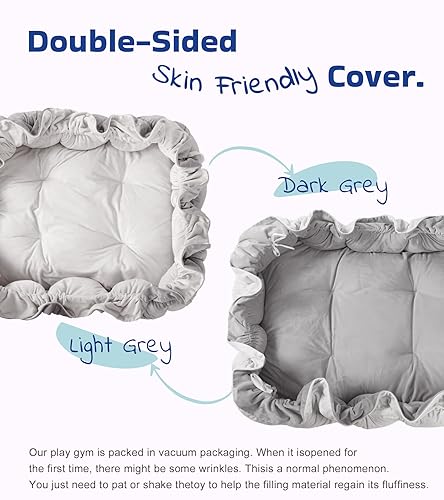Miniatura 7 de Gimnasio convertible 5 en 1 para bebés, tapetes de juego para el suelo, tapete para el tiempo boca abajo con manta y 6 juguetes sensoriales, centro
