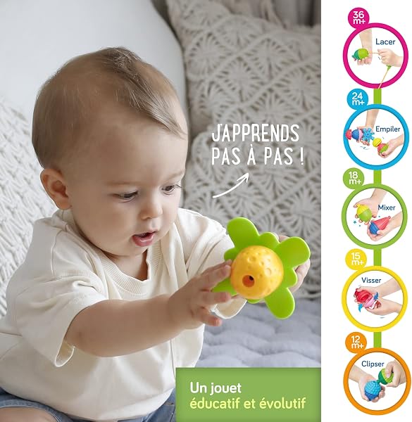 Lalaboom - Preschool Educational Beads - Montessori Shapes and Colors Construction Game and Learning Toy for Babies and Children from 10 Months to 4 Years Old - BL200, 24 Pieces - 2