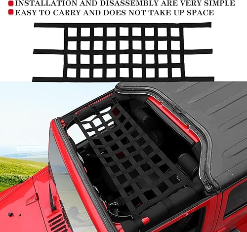 Miniatura 5 de Voodonala Cubierta superior multifunción actualizada cubierta de red de carga trasera para Jeep Wrangler TJ JK JKU JL JLU JT 4XE negro 1 unidad