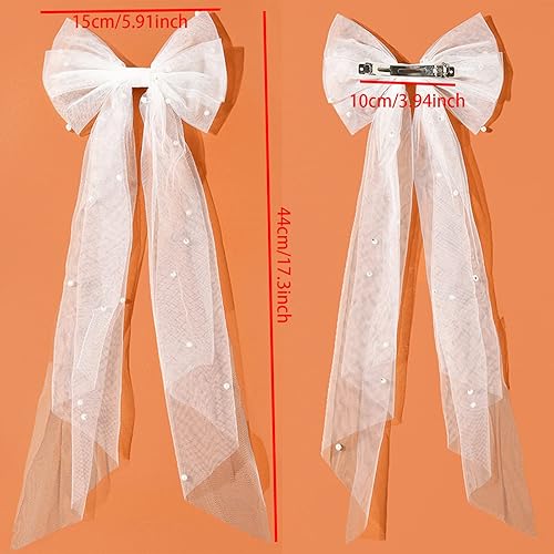 Miniatura 3 de aoozleny Clip de velo de velo para novia, horquillas de velo con pinzas para el cabello con lazo de malla de perlas (negro)