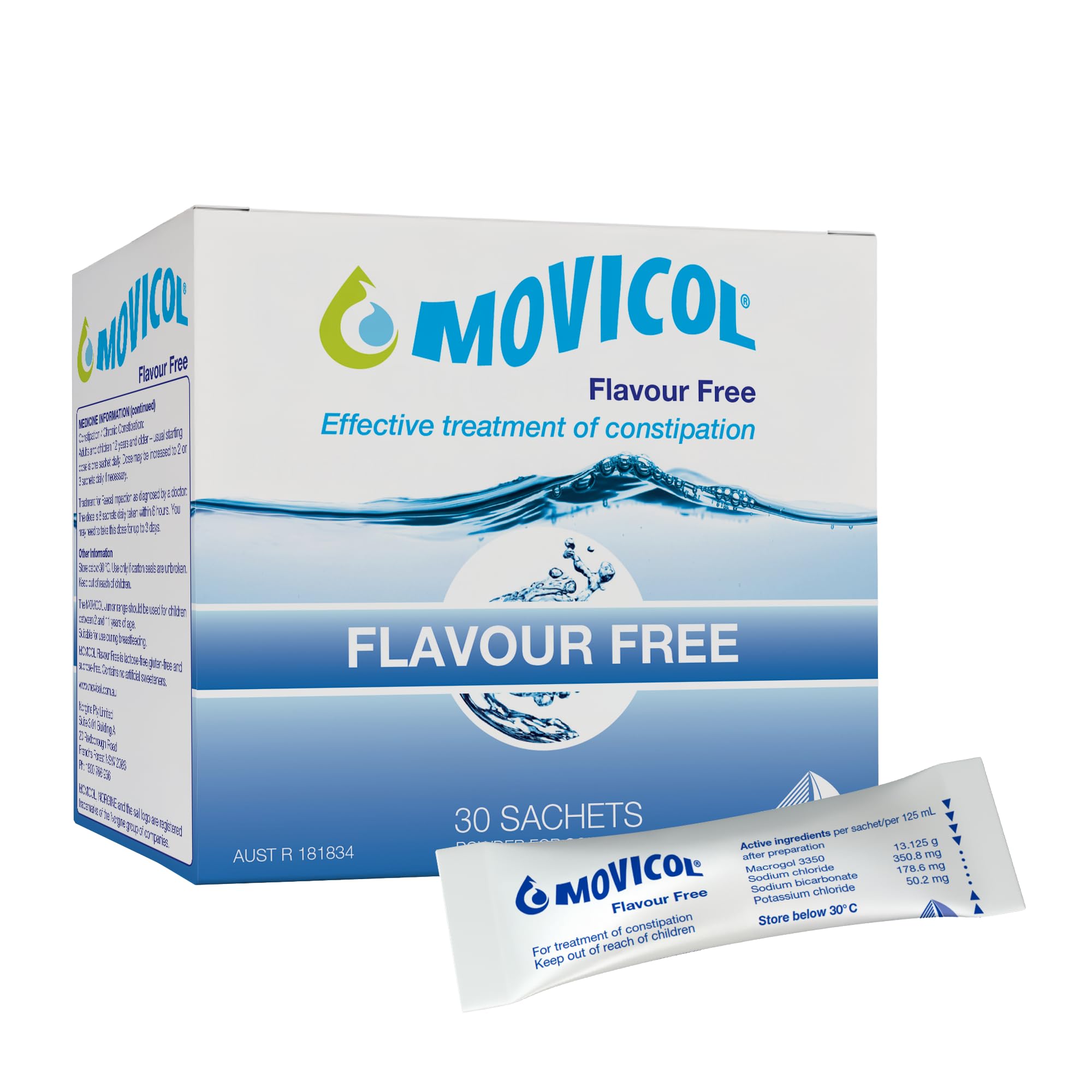 Movicol Flavour-Free Laxative Powder Sachets – 13g Each – 30 Pack – Gentle and Effective Relief from Constipation – Easy to Mix – Sugar-Free – Suitable for Adults and Children Over 12