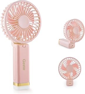Gesto Portable Fan Rechargeable with LED Light – Foldable Mini Fan, Small Fan,USB Charging Hand Fan with 1200mAh Battery &... Price In India